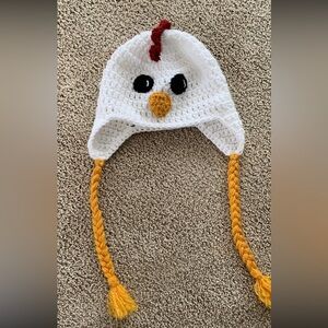 Kids homemade chicken hat. Bought off Etsy. Fits 1 year old to 3 year old